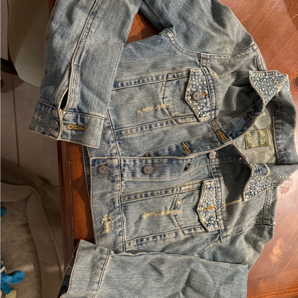 Vintage Woman bolero  Denim Jacket with Studded Details